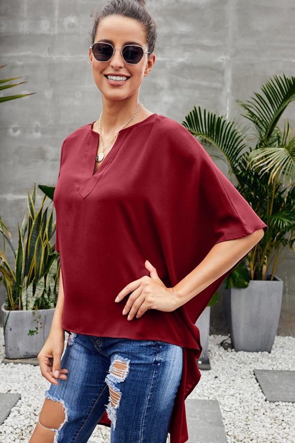 Red Chic High Low Kimono Top