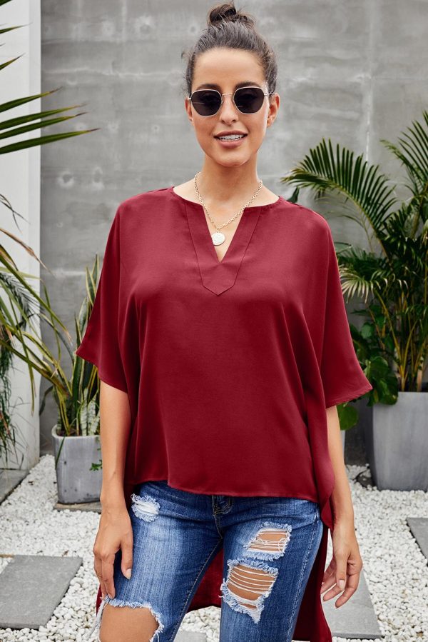 Red Chic High Low Kimono Top