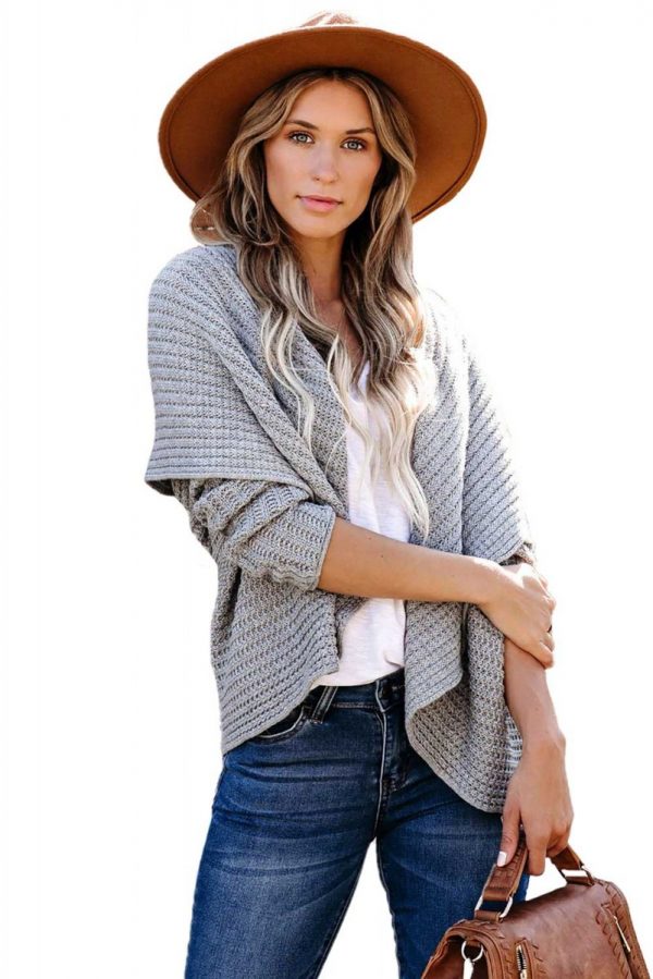 Gray Cashmere Blend Convertible Cardigan