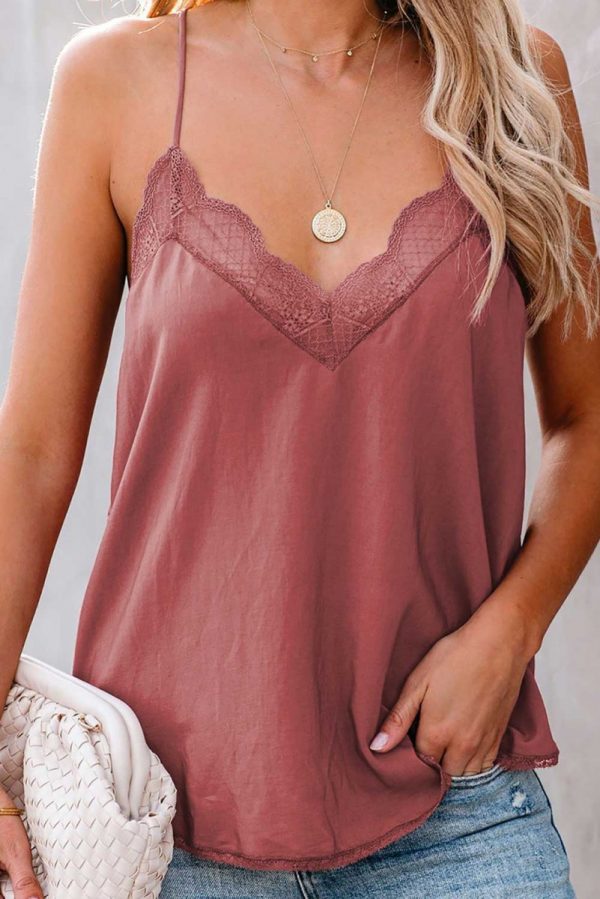 Pinkish Delicate Lace Cami Tank